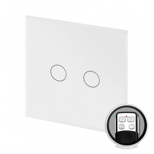 Crystal PG Touch & Remote Light Switch 2 Gang White